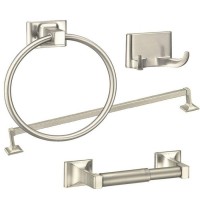 4 Piece Bathroom Accessory  set  with Towel Ring Robe Hook Toilet Paper Holder for Heavy Duty Wall Mounted