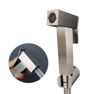 Portable Handheld Stainless Steel High Pressure Toilet Square Bidet Sprayer Set